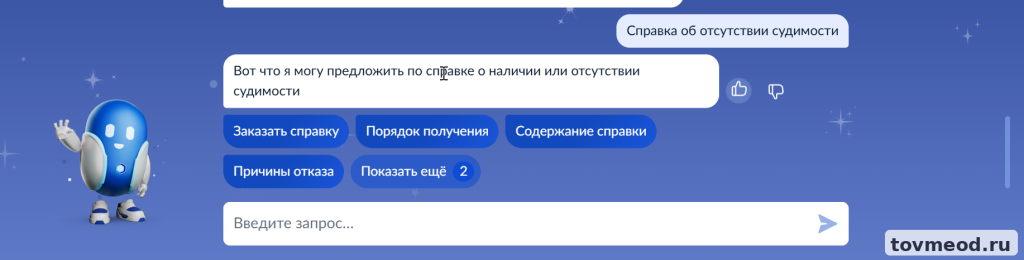 Поиск справки об отсутствии судимости через Макса на Госуслугах